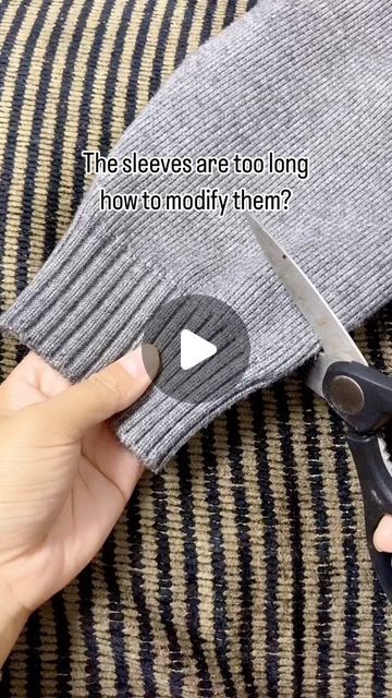 Diy Elbow Patches, How To Fix Sleeves That Are Too Long, Sweater Sleeves Too Long Hack, Sleeves Too Long Hack, Plain Sweaters, Roll Neck Jumpers, Cut Sweatshirts, Long Sleeve Jumper, Elbow Patches