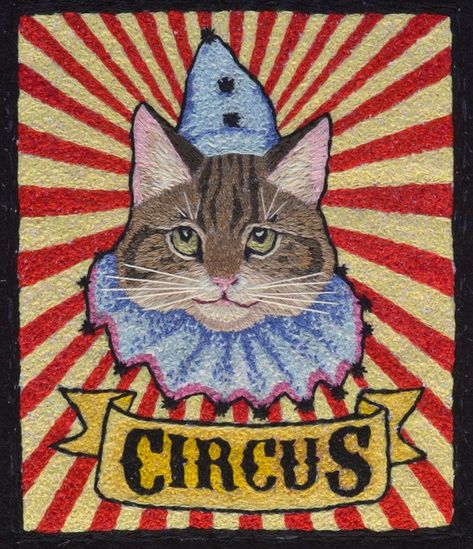 Circus Cat - NEEDLEWORK Circus Cat, Vintage Cartoons, Needlework Crafts, Cats Illustration, Stamp Art, Meow Meow, Rubber Stamping, Vintage Cartoon, Funny Cat Videos