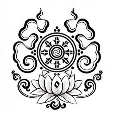 Nirvana Symbol, Dharma Wheel Tattoo, Dharma Tattoo, Tattoo Buddhist, Buddhist Tattoos, Buddhist Symbol Tattoos, Lotus Flower Tattoo Meaning, Symbols Tattoos, Tibetan Tattoo