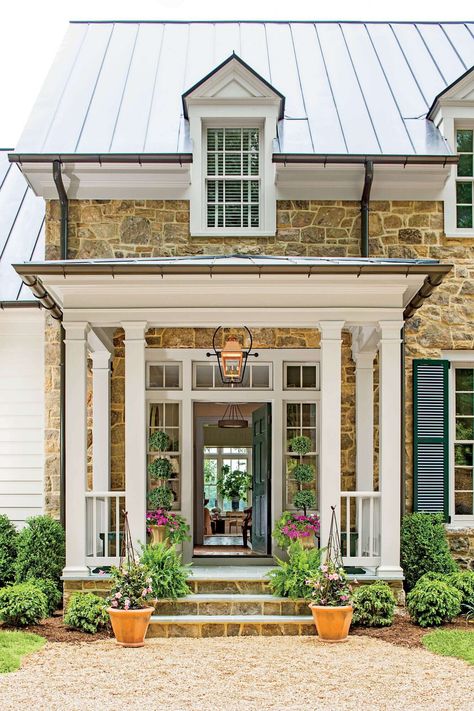 Portico French Style House Plans, Brick House Plans, Portico Design, Porch House Plans, French Style Homes, Southern Living Homes, Southern House Plans, Old Farm Houses, Ranch Style Homes