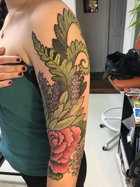 Fern Tattoo, Nature Tattoo Sleeve, Bff Tattoos, Old Tattoos, Botanical Tattoo, Geniale Tattoos, Up Tattoos, Nature Tattoos, Cover Up Tattoos