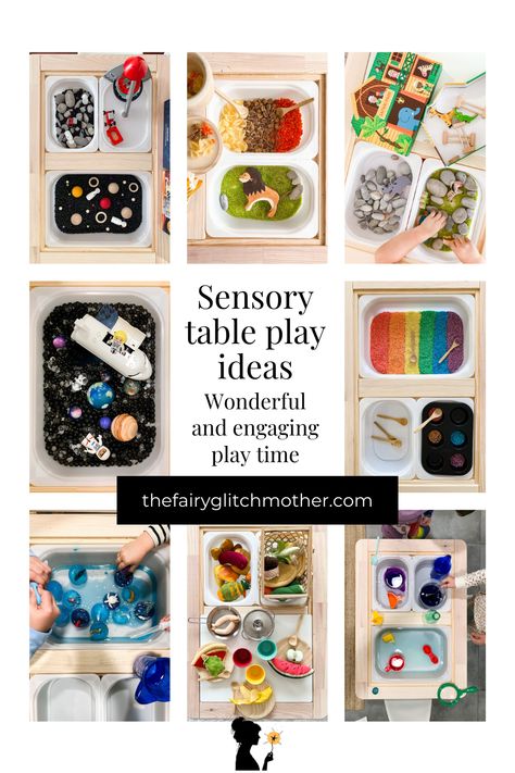 Sensory Bin With Pasta, 3 Year Sensory Play, Sensory Bin Animals, Sensory Table Ideas For 15 Month Old, Flisat Sensory Bin Ideas, One Year Sensory Bin, Sensory Bin Items, Sensory Flisat Table, Ideas For Sensory Table