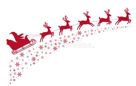 Santa And Reindeer Flying, Santa Sleigh Silhouette, Reindeer Flying, Christmas Card Stock, Santa Sleigh Reindeer, Ugly Christmas Tree, Christmas Tree Illustration, Free Christmas Backgrounds, Stars Illustration