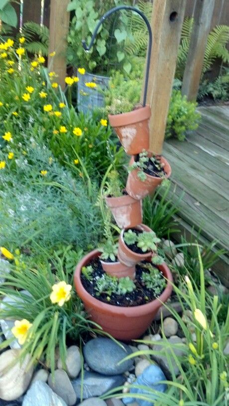 Made this with a short shepherds hook and terra cotta pots..planted with succulents Shepard Hooks Ideas Garden, Diy Shepards Hook, Hook Ideas, Shepards Hook, Strawberry Pots, Terra Cotta Pots, Shepherds Hook, Outdoor Stuff, Garden Plans