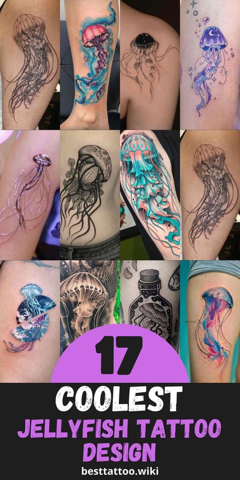 Discover Stunning Jellyfish Tattoo Designs for 2024: Embrace Undersea Magic with Exquisite Jellyfish #tattoo #art #jellyfish #tattooed Mushroom Jellyfish Tattoo, Jellyfish Tattoos For Women, Coral Tattoo Design, Jellyfish Tattoo Color, Jelly Fish Tattoos, Small Jellyfish Tattoo, Sea Creature Tattoo, Jellyfish Tattoo Design, Trend Tattoos