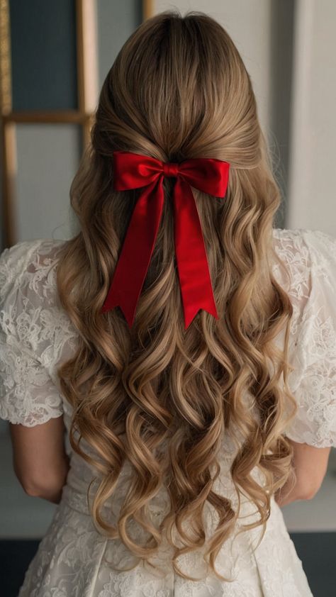 Looking for Christmas hairstyles for women This blog post features a variety of easy fun long holiday hairstyles Discover cute medium to long hair ideas for the holidays including styles for short hair and simple looks Mrs Claus Hairstyle, Holiday Hair Styles Christmas, Christmas Hair For Kids, Winter Bridesmaid Hair, New Year Hairstyle Long Hair, Simple Christmas Hairstyles, Hair Styles For Long Hair Length, Cottage Core Hairstyles, Fancy Hairstyles For Long Hair