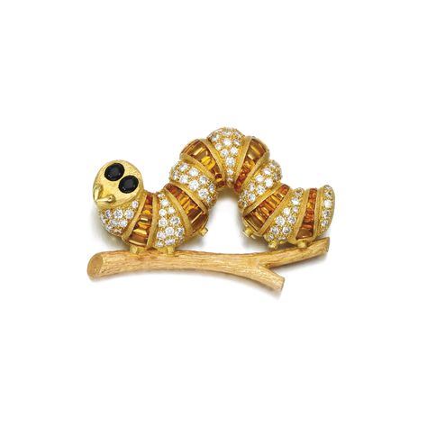 Citrine, onyx and diamond caterpillar brooch Designed as a caterpillar set with polished citrines and brilliant-cut diamonds, the eyes set with polished onyx. Beaded Caterpillar, Caterpillar Jewelry, Insects Jewelry, Different Bugs Jewelry, Duchess Of Devonshire, Jewelry Animals, Mitford Sisters, Beaded Insect Brooch, Spider Jewelry