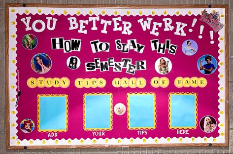 Race Bulletin Board, Interactive Bulletin Board, Study Habits, Rupauls Drag Race, Rupaul, Drag Race, Study Tips, Bulletin Board, Bulletin Boards