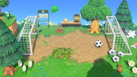 Acnh Soccer Field, Acnh Summer Camp, Acnh Summer, Island Design Ideas, Codes Acnh, Summer Camp Island, Acnh Inspiration, Animals Crossing, Animal Crossing Villagers