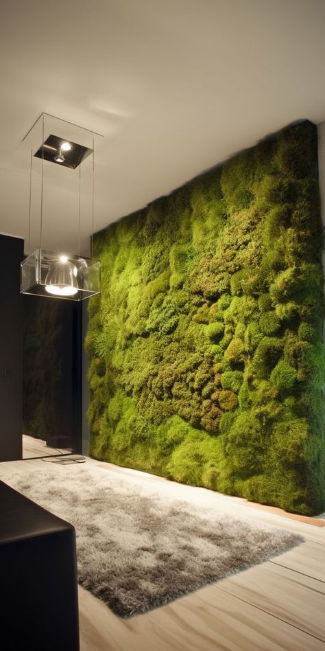 A stunning and lush moss wall feature for your home, creating an organic and natural ambiance that infuses the space with calming greenery and unique texture. This pin showcases the perfect fusion of nature and design, creating a feature that captures the attention and admiration of all who see it. Mos Wand, Moss Planter, Moss Plant, Wall Feature, Bring Nature Indoors, Moss Wall Art, Moss Wall, Sustainable Garden, Interior Wall Design