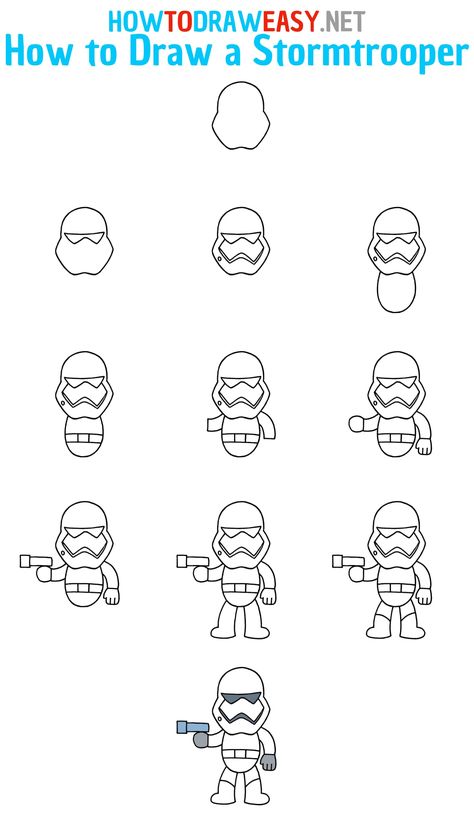 How to Draw a Stormtrooper Step by Step #Stormtrooper #StarWars #Movies #Drawing #HowtoDraw #Drawings #DrawingTutorial Storm Trooper Drawing Easy, Step By Step Drawing Star Wars, Star Wars Drawings Easy Step By Step, How To Draw Star Wars Step By Step, Star Wars Easy Drawing, Star Wars Doodles Easy, How To Draw Star Wars, Star Wars Art Drawings Sketch, Star Wars Art Drawings Easy