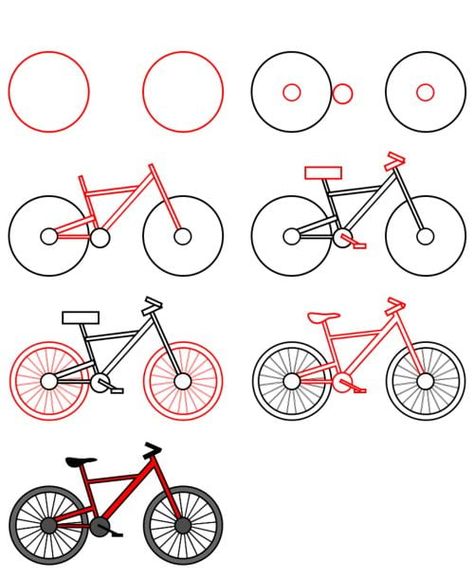 Drawings Of Cars Easy, How To Draw Cycle, Bicycle Drawing, Cycle Drawing, 심플한 그림, Cartoon Cars, Bike Drawing, Cartoon Drawing Tutorial, Draw Cartoon