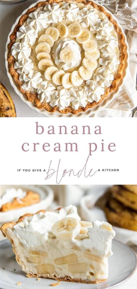 Banana Cream Pie Decoration, Old Fashioned Banana Cream Pie, Whipped Cream Topping, Banana Cream Pie Recipe, Make From Scratch, Easy Dessert Recipe, Postre Keto, Cream Pie Recipes, Custard Filling