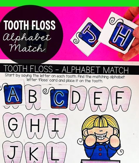 Fun Activities For Preschoolers, Dental Health Activities, Dental Health Month, Infant Sensory Activities, February Activity, Medical Theme, Alphabet Matching, Letter Matching, Math Literacy