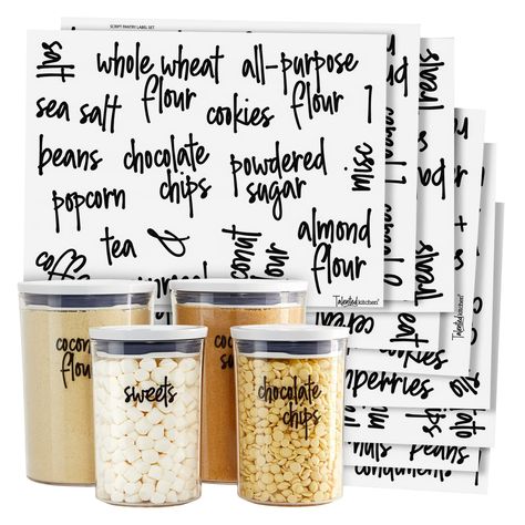 Clear Pantry Labels, Food Label Sticker, Kitchen Pantry Labels, Pantry Organization Labels, Organization Labels, Pantry Storage Containers, Pantry Containers, Spice Jar Labels, Kitchen Labels