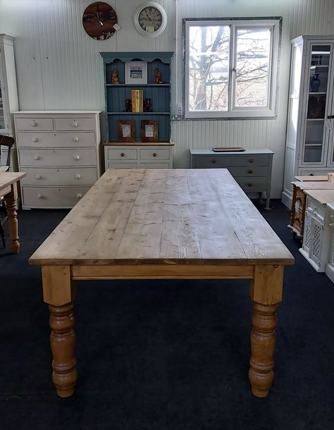 Turned Leg Farmhouse Table, Pine Farmhouse Dining Table, Chunky Turned Leg Dining Table, Pine Harvest Table, Harvest Tables, Unfitted Kitchen, Swedish Farmhouse, Rustic Farmhouse Dining Table, Farm Dining Table