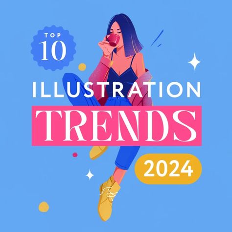 Top 10 Illustration Trends of 2024 - Anna Kupstova Illustration Trends 2024, Wall Art Trends 2024, Graphic Design Trends 2024, Illustration Trends, 2024 Design Trends, Latest Graphic Design Trends, Website Trends, Print Design Trends, Visual Design Trends