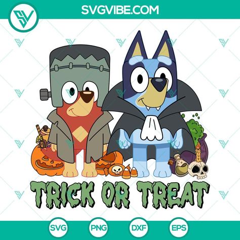 Bluey Trunk Or Treat Theme, Bluey Trunk Or Treat, Fiesta Bluey, Bluey Halloween, Bluey Characters, Disney Svg Files, Trick Or Treat Svg, Halloween Stories, Halloween Disney