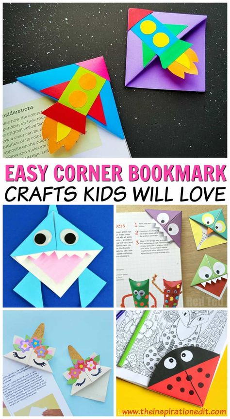 If you’re looking for a fun and easy paper craft to make with the kids then these corner bookmark ideas are sure to be a huge hit! Whether you’re making these paper bookmarks at home or in the classroom, they are a great activity and a fantastic way to promote reading and literacy in the early years and beyond!  #bookmark #cornerbookmark #crafts #craftsforkids Diy Paper Art, Neli Quilling, Kraf Kertas, Paper Crafts Ideas, Corner Bookmark, Craft To Make, Folding Origami, Bookmark Craft, Instruções Origami