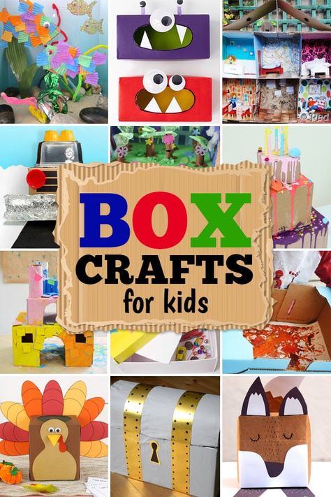 Box craft ideas What To Do With A Box Activities, Activities With Boxes, Prop Boxes For Preschool, Box Study Preschool, Cardboard Box Activities For Toddlers, Box Crafts, Shoebox Crafts, Crafts For Occ Shoeboxes, Diy Box Crafts