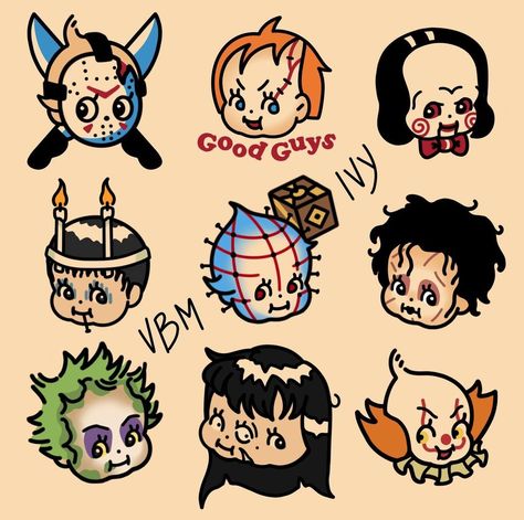 Edward Scissorhands Kewpie, Red Halloween Tattoo, Kupie Doll Tattoo, Kewpie Horror Tattoo, American Traditional Pop Culture Tattoo, October Themed Tattoos, Simple Chucky Tattoo, Horror Sibling Tattoos, Cute Character Tattoos