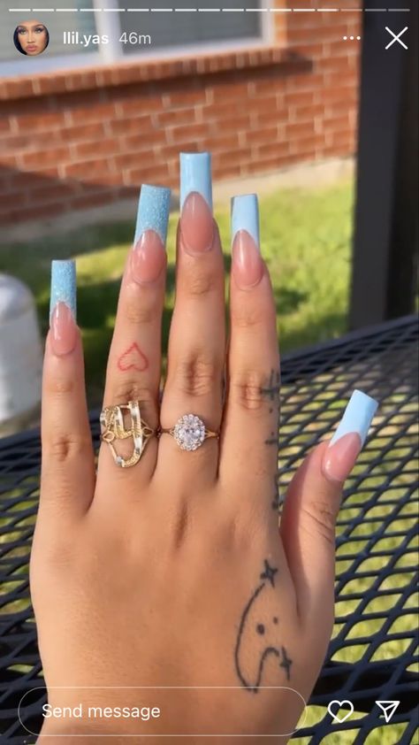 Yasmeen Nicole Nails, Yasmeen Nicole Tattoo, Nicole Tattoo, Yasmeen Nicole, White Tip Acrylic Nails, Posh Nails, Xoxo Jewelry, Tapered Square, Ombre Acrylic Nails