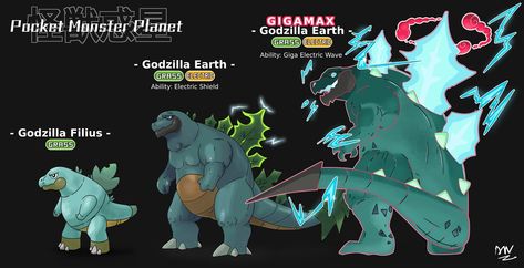 Godzilla Pokemon, Like Pokemon, Pokémon Heroes, Pokemon Crossover, Godzilla Funny, Pokemon Rpg, King Kong Vs Godzilla, Powerful Pokemon, Pokemon Fake