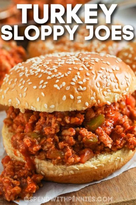 Turkey Sloppy Joes - Spend With Pennies Ground Turkey Sloppy Joes, Turkey Sloppy Joes Recipe, Healthy Sloppy Joe Recipe, Chicken Sloppy Joes, Healthy Sloppy Joes, Homemade Sloppy Joe Sauce, Turkey Sloppy Joes, Homemade Sloppy Joes, Crockpot Turkey