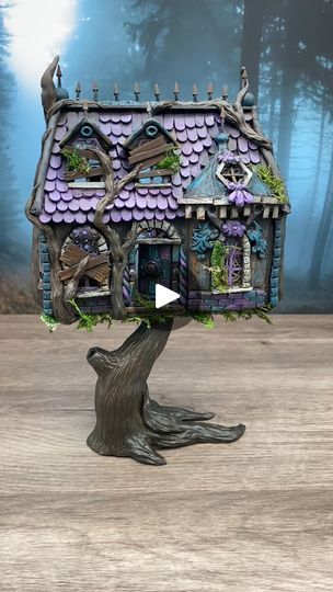 Dollar Store Dollhouse Haunted House, Dollar Tree Halloween House Diy, Dollar Tree Haunted Doll House Diy, Dollar Tree Halloween House, Witches Cabin, Dollar Tree Haunted House, Halloween Doll House, Tree Doll House, Holiday Houses