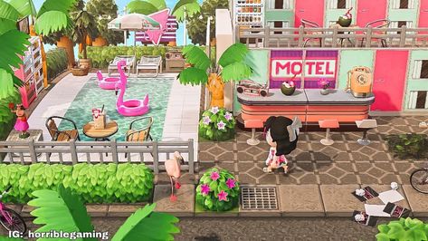 ❤Nora From Horrible Gaming🎮❤ on Instagram: “Flamingo Motel 🌴 Going to stream tonight soon on Youtube! Link in my bio:) Roads by @colin.crossing Tile by road in 4th citycore…” Horrible Gaming, Colin Crossing, 80s Poster, 80s Room, Animal Crossing Funny, Animal Crossing Memes, City Island, Animal Crossing Guide, Paw Patrol Toys