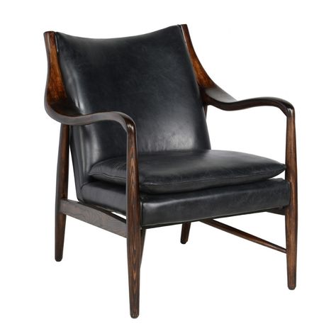 Kiannah Club Chair Black - Seating - Furniture - Products | Handcrafted & Sustainable Furnishings Black Leather Club Chair, Ranch Furniture, Classic Home Furniture, Leather Club Chairs, Elegant Chair, Leather Accent Chair, Black Chair, Classic Home, Mid Century Chair