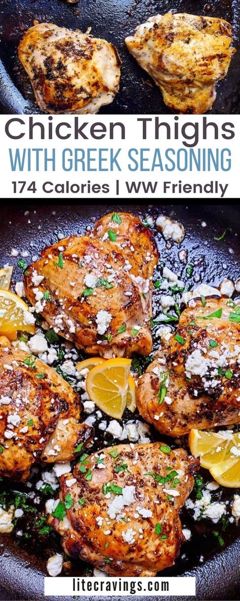 Mediterranean Diet Chicken, Greek Chicken Thighs, Chicken Thigh Seasoning, Lemon Chicken Thighs, Mediterranean Recipes Healthy, Tuscan Garlic Chicken, Mediterranean Diet Recipes Dinners, Chicken Dishes Easy, Greek Lemon Chicken