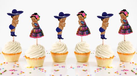 Senior Or Senorita Baby Reveal, Senor Or Senorita Gender Reveal, Señor Or Señorita Gender Reveal, Gender Reveal Cupcake Toppers, Gender Reveal Baby Shower Themes, Gender Reveal Cupcakes, Gender Reveal Party Theme, Summer Baby Shower, Gender Reveal Decorations