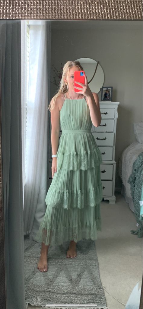 3 tier dress 
Ruffle dress 
Sage green 
Wedding dress Sage Boho Bridesmaid Dress, Formal Wedding Guest Dress Sage Green, Sage Dress Casual, Granola Wedding Guest, Sage Green Mother Of The Groom Dress, Sage Green Ruffle Dress, Wedding Guest Dress Sage Green, Sage Wedding Guest Outfit, Sage Dress Accessories