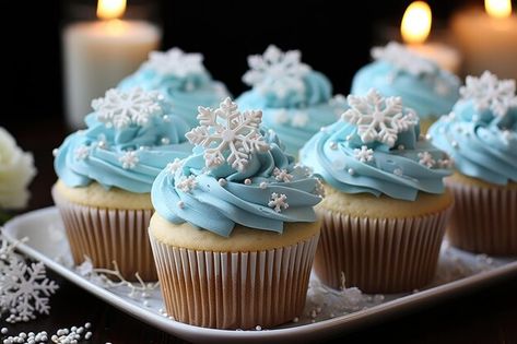 Winter Baby Shower Cupcakes, Snowflake Cupcakes, Frozen Cupcakes, Cupcake Photos, Cupcake Pictures, Frozen Theme Party, Cupcake Flavors, Shower Cupcakes, Frozen Cake