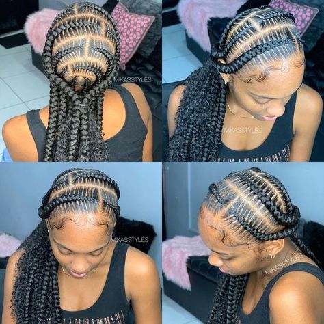 Stitch Braids Cornrows, Women Cornrows, Black Ponytail, Braids Cornrows, Big Box Braids Hairstyles, Feed In Braids Hairstyles, Cute Braided Hairstyles, Braided Cornrow Hairstyles, Braids Hairstyles Pictures