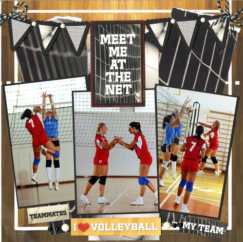 I {heart} Volleyball!! - Scrapbook.com Heart Volleyball, Volleyball Locker, Scrapbooking Sports, Volleyball Hair, Scrapbook Design Layout, Volleyball Team, Photo Scrapbook, Scrapbook Page Layouts, Scrapbook Layout