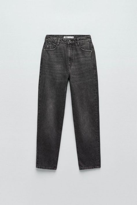 Mom Fit Jeans, Rip Mom, Leather High Heels, Jean Grey, Pocket Jeans, Slim Waist, Ankle Jeans, Zara United States, High Jeans