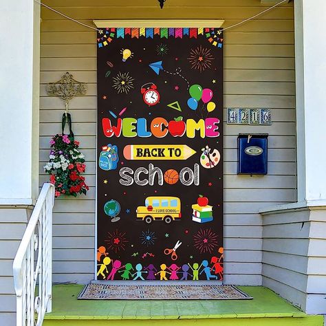 Amazon.com: Welcome Back to School Door Cover Decoration First Day of School Door Cover Hanging Banner Back to School Photo Booth Prop Wall Decoration for School Classroom Supplies with Rope, 70.8 x 35.4Inch : Office Products Wall Decoration For School, Welcome Back To School Door, Back To School Photo Booth, Teachers Day Decoration, Back To School Door, Prop Wall, School Reception, Nursery Wall Painting, Classroom Welcome