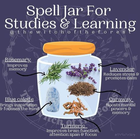 Work Spell Jar, Memory Spell Jar, Study Spell Jar, Fertility Spell Jar, Money Jar Spell, Money Candle Spell, Wicca Recipes, Spell Bottles, Lunar Witch