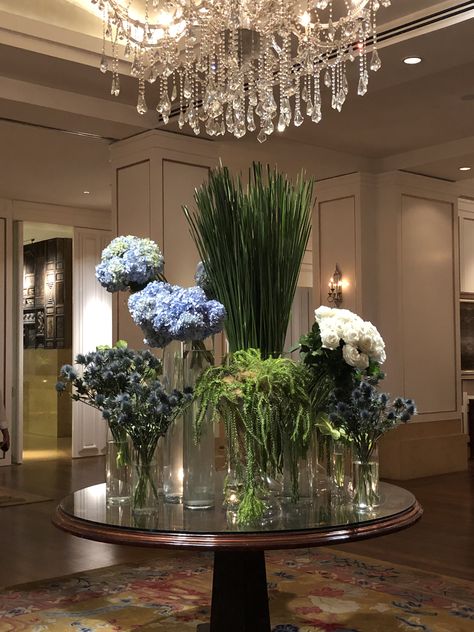 Entry Table Floral Arrangements, Hotel Arrangements, Round Entry Table, Home Flower Decor, Table Floral Arrangements, Hotel Flowers, Lobby Decor, Entrance Table, Traditional Wedding Decor