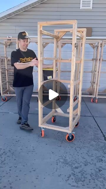 Alex Hansen on Instagram: "Just another day cranking out shelving unit for those wanting to make carrying around hefty bins easier.   @giving_angelsut reached out because they wanted to find a solution for there trailer. They had tons of bins and bags of clothing for their charity and they needed a way to keep everything organized.  Stay tuned for the before and after.   #storage #storagebins #storagesolutions #storageideas #storagewars #garageorganization #garagegoals #storagebins #storagetote #storagerack #utah #reels #reelsinstagram #cleaningmotivation #organization #trending #youtube #lovewhatyoudo #utahgram #trendystoragesolutions #realtors #utahrealestate" Storage Shelves On Wheels, 1 Car Garage Storage Ideas, Shelves In Shop Ideas, Garage Storage On Wheels, Tire Rack Diy Storage, Small Shed Organization Ideas Diy, Diy Storage Bin Rack, Tote Shelves Diy, Storage Tote Rack