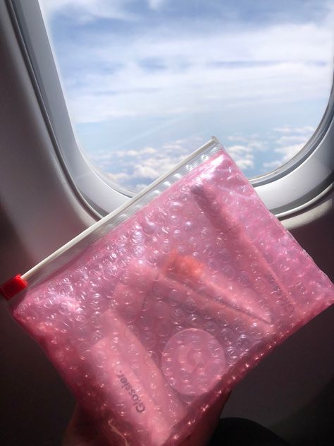 #makeup #travel #glossier #airplane #diy #skincare Airplane Skincare, Airplane Diy, Makeup Travel, Diy Skincare, Makeup Pouch, Beauty Bag, My Obsession, My Love, Pouch