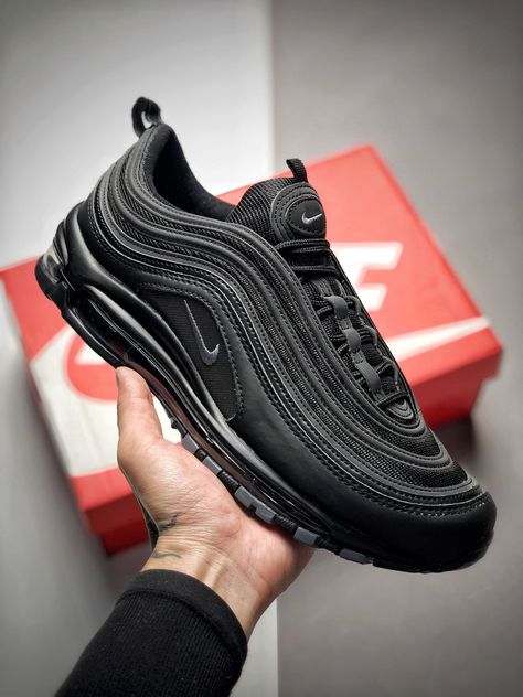 Nike Air Max 97 'Triple Black' 921733 001https://maxshoesusa.myshopify.com/collections/nike-air-max-97/products/nike-air-max-97-triple-black-921733-001 Nike Air Max 97 Black, Nike Air Force Max, Yeezy Boost 750, Yeezy Boots, Brand Sneakers, Boost Shoes, Kicks Shoes, All Nike Shoes, Nike Shoes Jordans