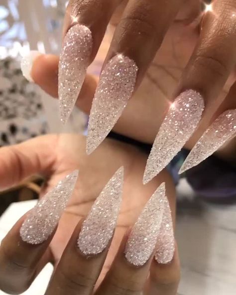 Nails on Black Women Snow Glitter Nails, Snow Nails Acrylic, Nails For Black Women, Pixie Nails, Icy Nails, Snow Nails, Nails With Glitter, Edge Nails, Nail Type