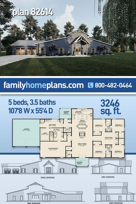 Split Barndominium Floor Plans, 5 Bed Barndominium Floor Plans, Steel Building Homes Floor Plans, 5 Bed Barndominium, 40x80 Barndominium Floor Plans, 6 Bedroom Barndominium Floor Plans, 40x60 Pole Barn House Plans, Pole Barn House, Dream Homestead