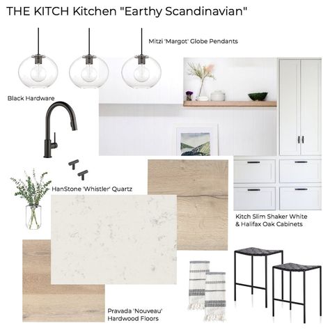 Kitchen White Green Wood, Green And White And Wood Kitchen, White Wood And Green Kitchen, Wood White Green Kitchen, Kitchen Style Board, White Cabinet Mood Board, Green Black White Wood Kitchen, Rustic Kitchen Mood Board, Black White And Light Wood Kitchen