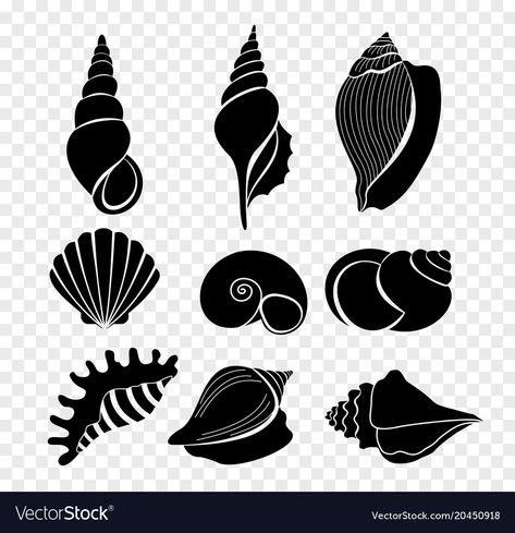 Shell Silhouette, Silhouette Arte, Lino Art, Silhouette Images, Seal Design, Cricut Craft Room, Clam Shell, Silhouette Art, Art Drawings For Kids