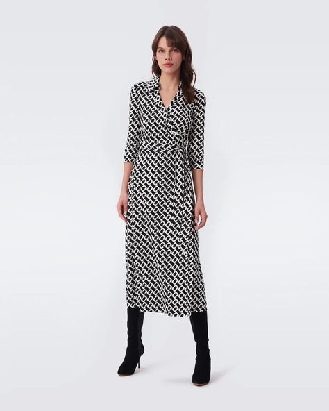 DVF Heritage Shop – Diane von Furstenberg 5 Piece French Wardrobe, Dvf Wrap Dress, French Wardrobe, White Wrap Dress, Midi Wrap Dress, Let The Good Times Roll, Retro Geometric, Good Times Roll, Women Maxi