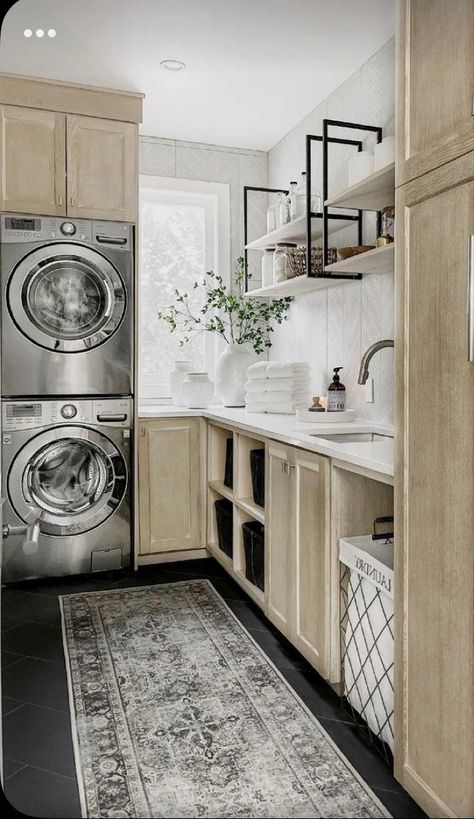 Stacked Laundry Room, Laundry Room/mud Room, Laundry Room Lighting, Pantry Laundry, Dream Laundry Room, Laundry Room Layouts, Laundry Room Renovation, Laundry Room Shelves, Bath Renovation